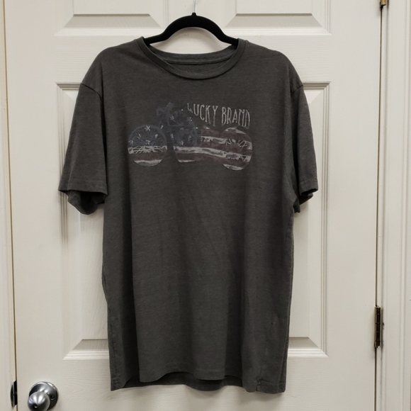 Lucky Brand Other - Lucky Brand Vintage Look Motorcycle Flag Tee XL